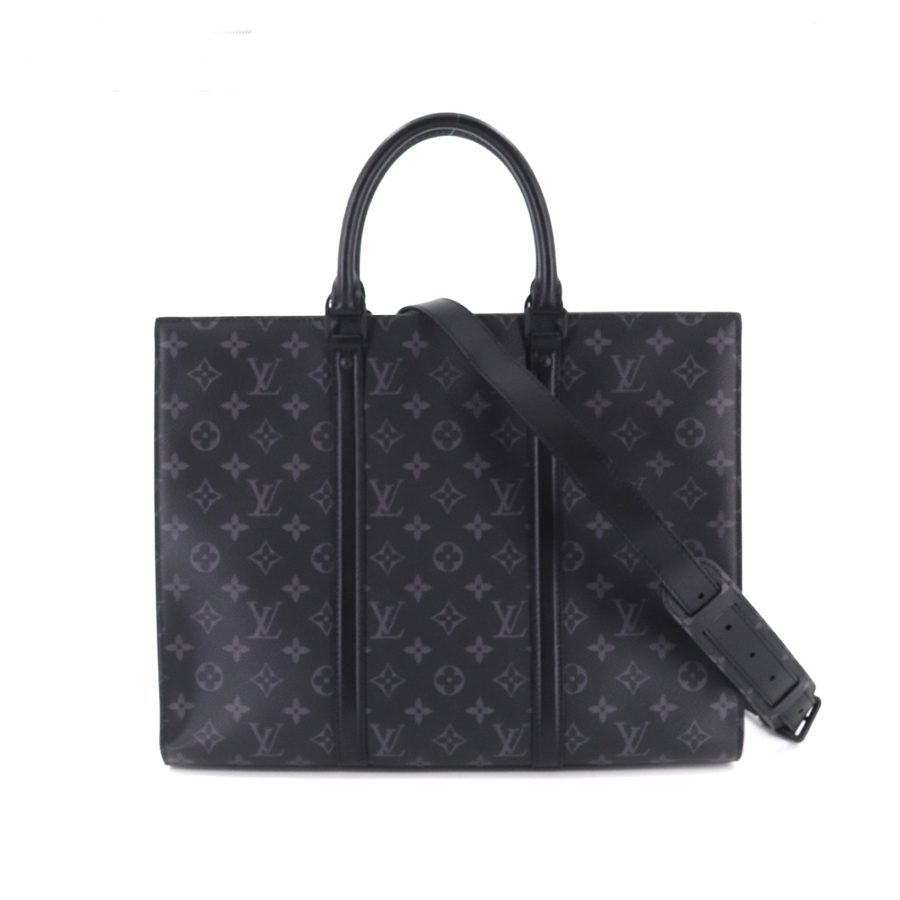 Louis Vuitton Monogram Eclipse Sac Pla Horizontal Zip Business Bag Black